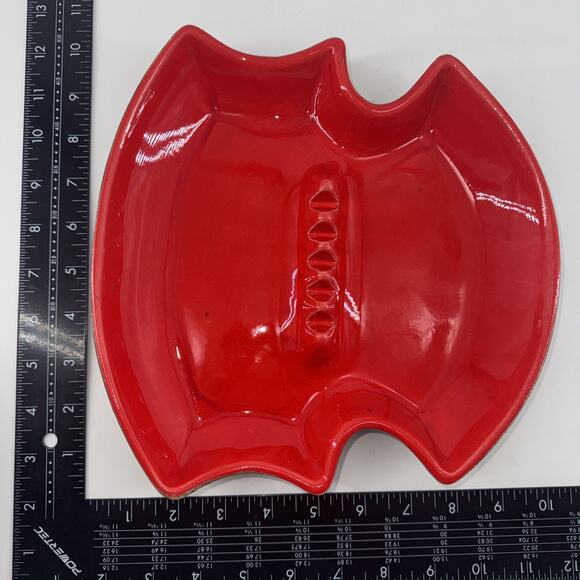 Ashtray Vintage Sequoia Ware 8005 Atomic Red MCM USA Pottery Unique 5-Slot - Picture 8 of 14